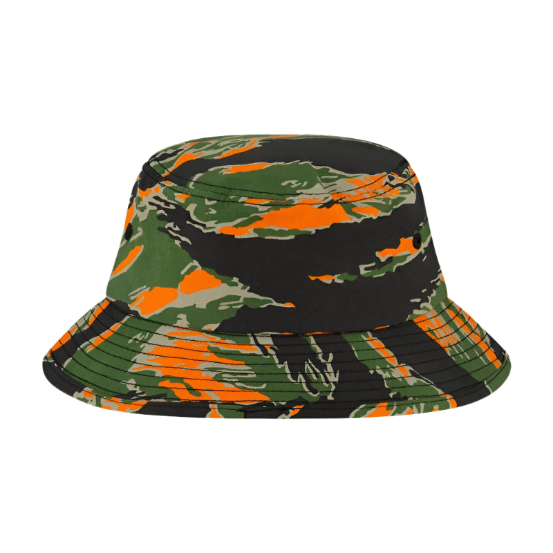 Back view of Tiger stripe Camouflage bucket hat on a white background