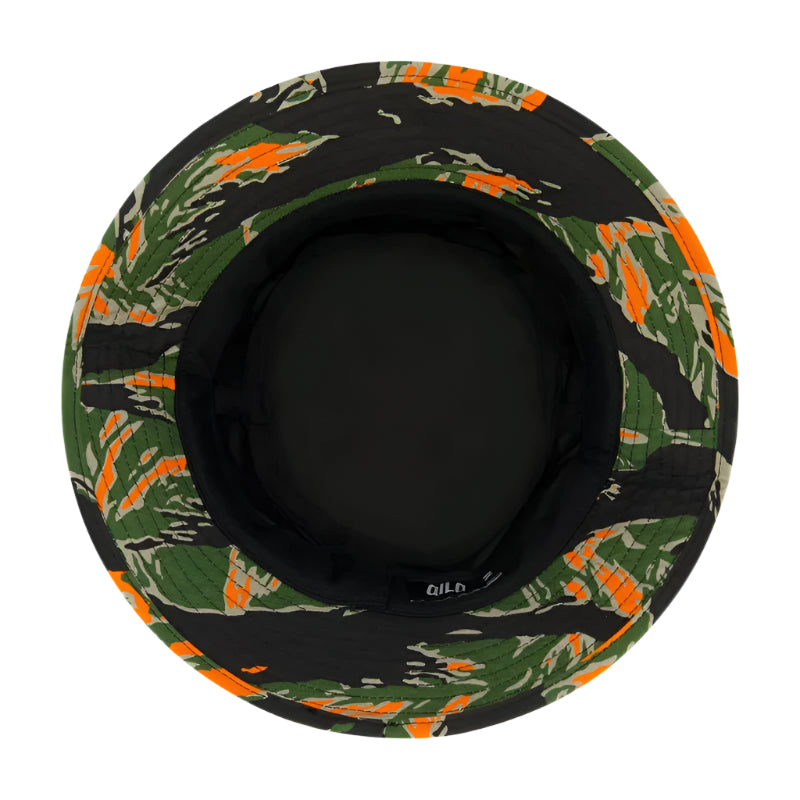 Tiger Stripe Camouflage-patterned hat with black interior on a white background