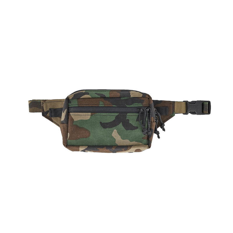 Woodland Camouflage waist bag on a white background