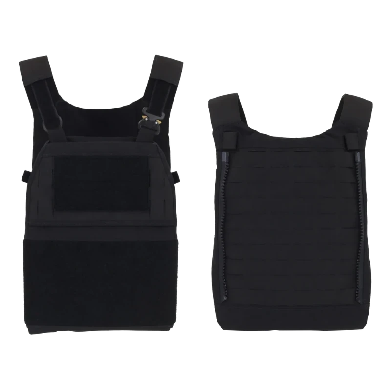 Black tactical vest on a white background