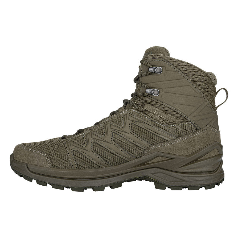 Ranger green tactical boot on a white background