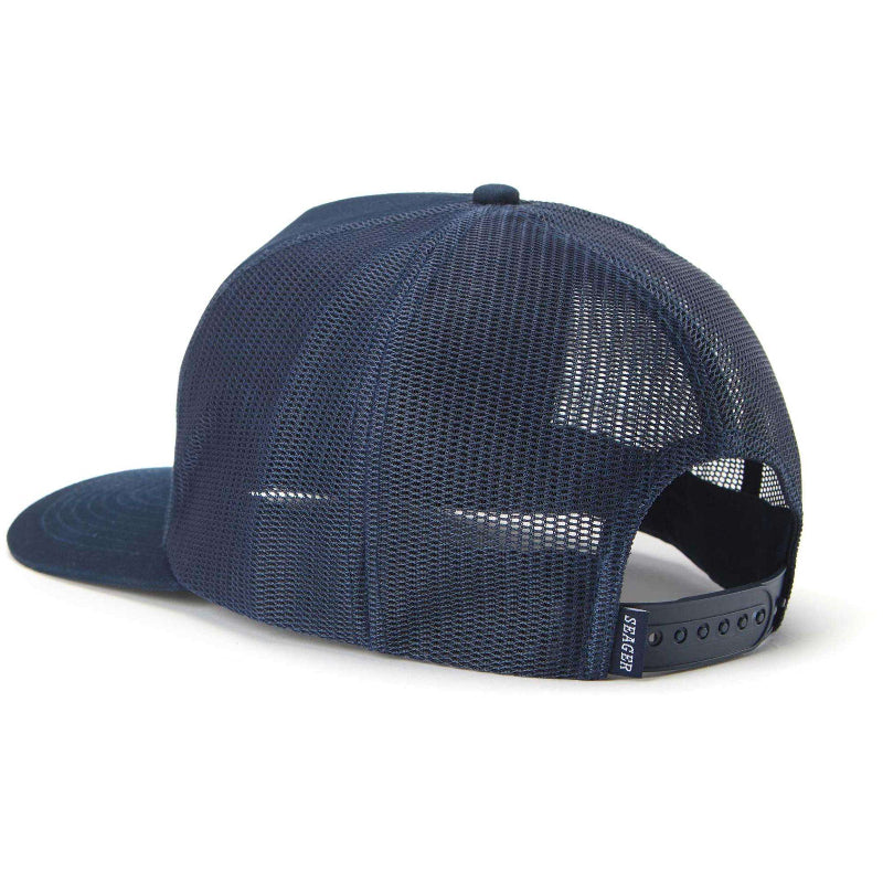 Navy blue mesh cap on a white background