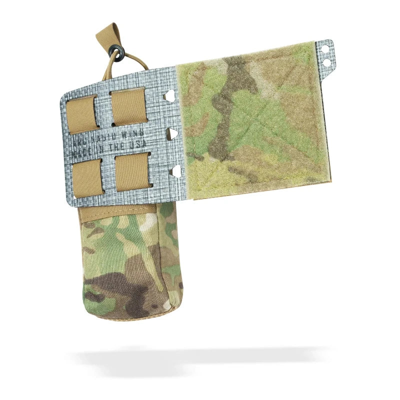 Licensed MULTICAM Radio pouch with attached velcro wing on a white background