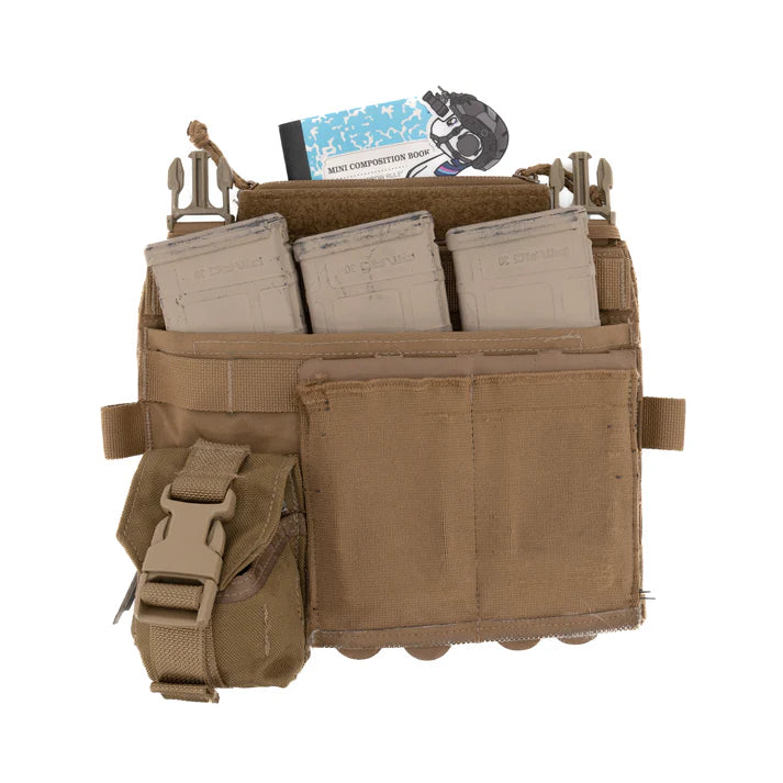 AXL Sandwich Bag low profile admin pouch mounted between plate carrier and placard using SwiftClip system