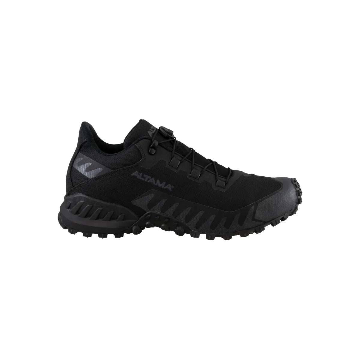 Altama Legacy Low Black right side view tactical training shoe featuring reinforced no sew upper, 3D printed overlays, and stable low profile chassis