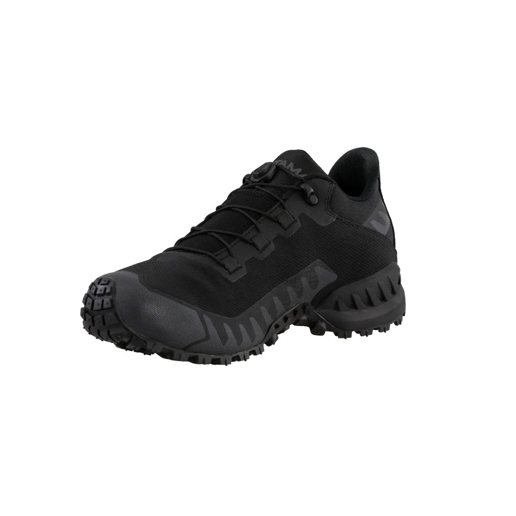 Altama Legacy Low Black angled front profile highlighting durable toe box and aggressive traction edge for range and gym use