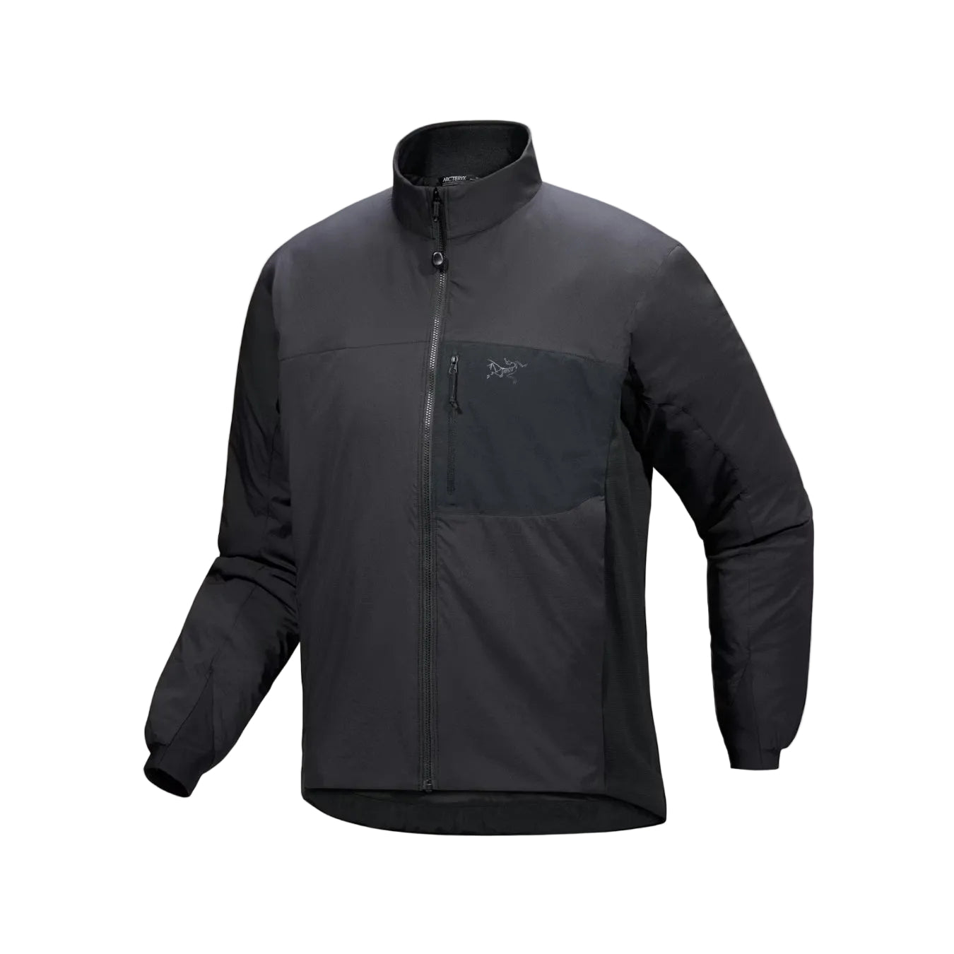 Arc'teryx PRO Atom LT Jacket Gen 2.1 in Black front product view, lightweight tactical insulated jacket with CLIMASHIELD insulation, ripstop shell fabric, and streamlined fit for military and professional cold weather layering