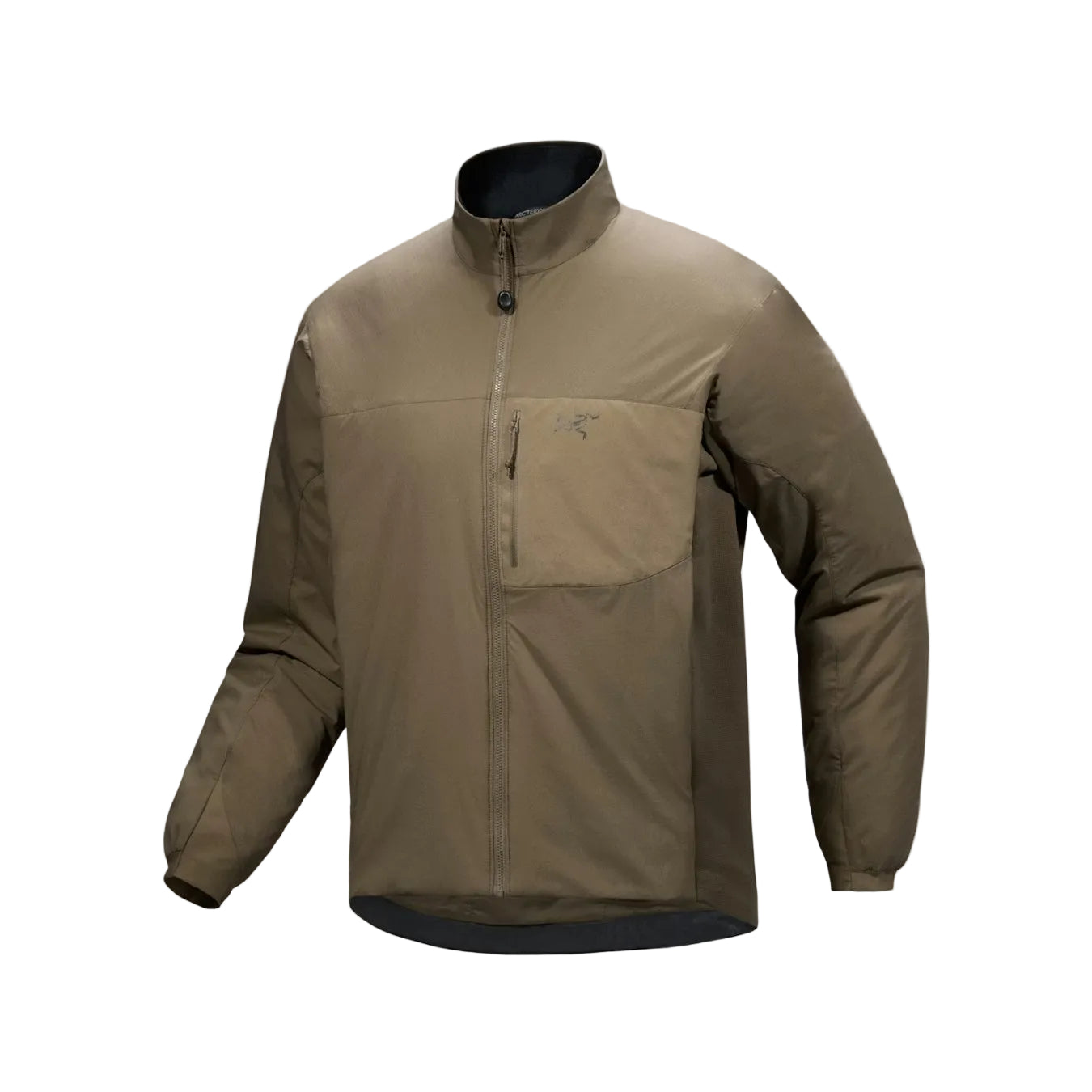 Arc'teryx PRO Atom LT Jacket Gen 2.1 in Crocodile colorway shown front facing, lightweight military insulation jacket with CLIMASHIELD fill designed for special operations layering and cold weather mobility