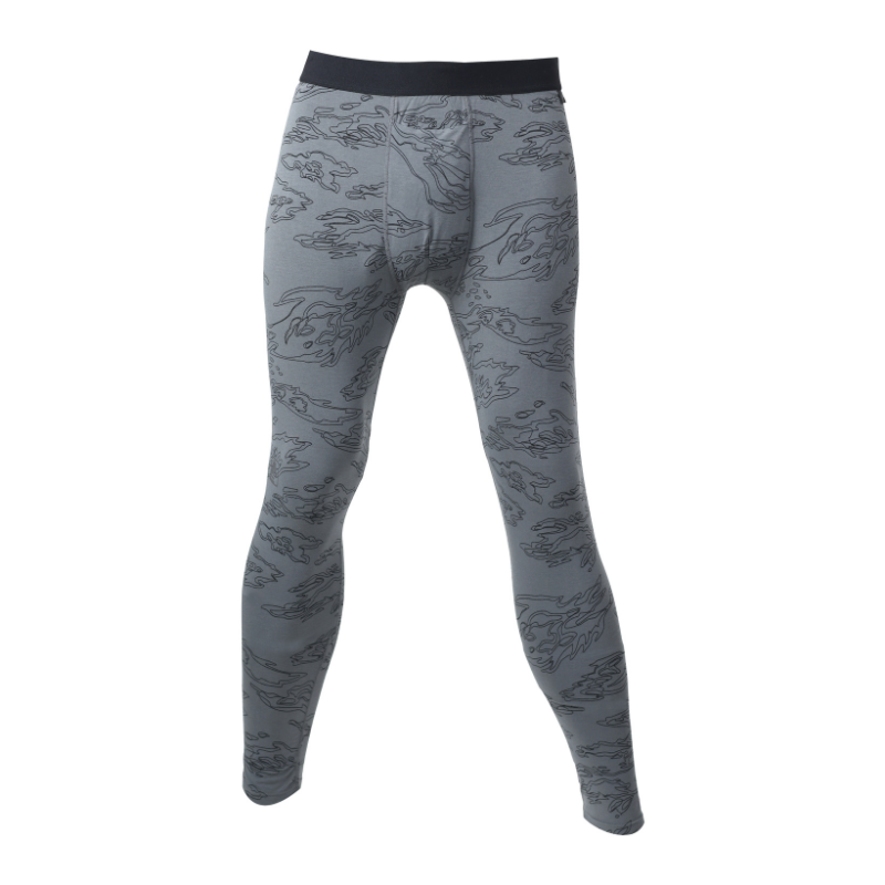 Gray tiger stripe long john underwear on a white background