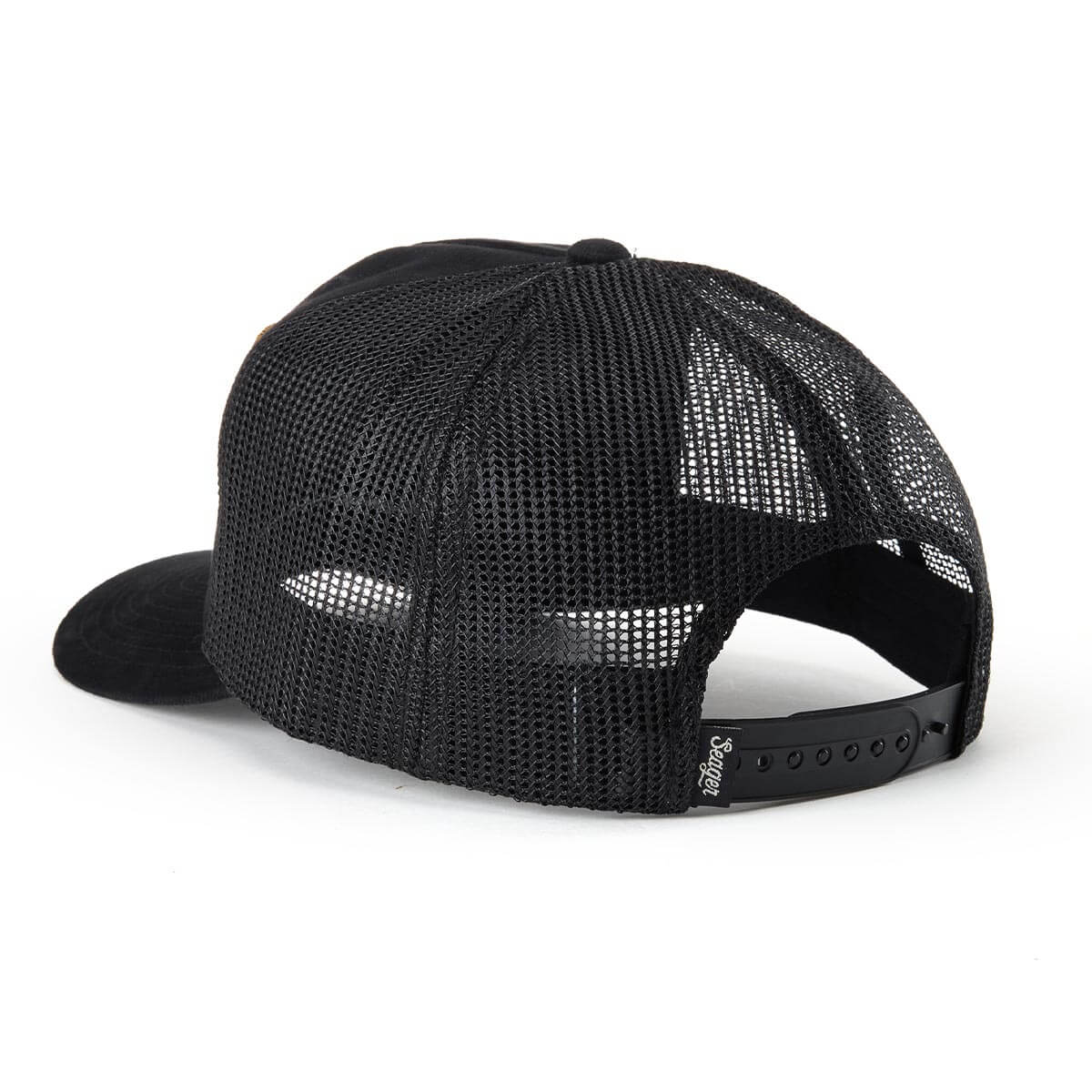 Black mesh cap on a white background
