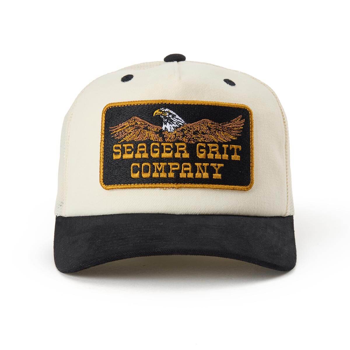 Cap with 'Seager Grit Company' logo on a white background