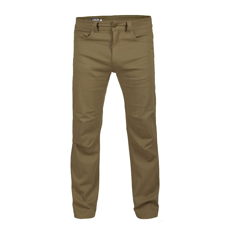 Front view of the Carlos Ray Slim Fit Pants in Dark Desert Sand showing tapered fit, reinforced pockets, and stretch twill fabric.