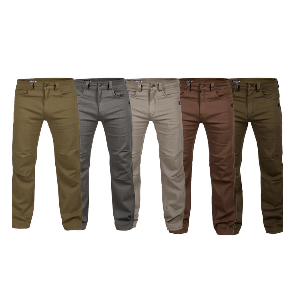 All colorways of the TD Carlos Ray Tactical Pants in the regular cut shown together, highlighting the 4-way stretch fabric, articulated knees, mag pockets, reinforced pocketing, and gusseted crotch. Designed as the best tactical pants for EDC, concealed carry, range days, patrol, hiking, and all-day movement with TAA compliant construction and upgraded fit.