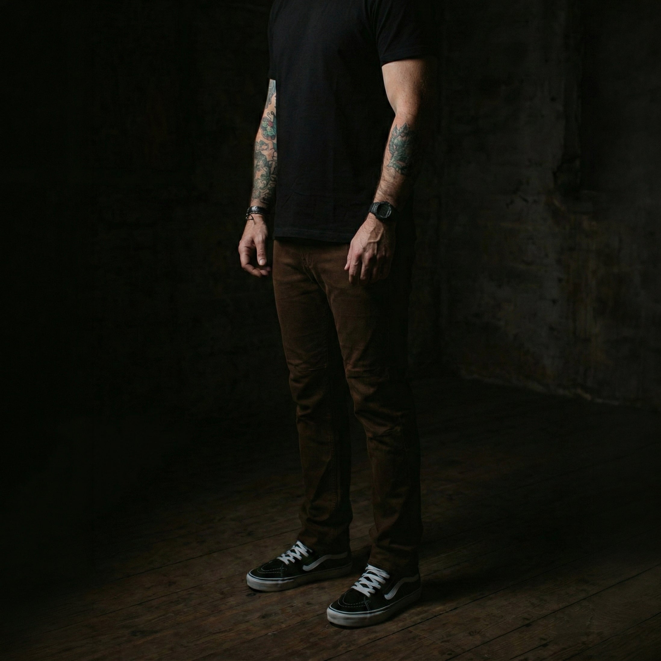 Lifestyle photo showing the Carlos Ray V3 Tactical Pants styled as normal everyday pants, highlighting their discreet, non-tactical appearance while still offering hidden EDC features and functional storage without broadcasting tactical use.