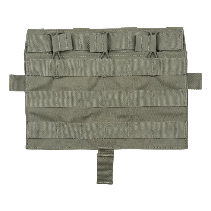 Crye Precision AVS Detachable Flap M4 Flat in Ranger Green low profile plate carrier mag placard holding three 5.56 rifle magazines with adjustable shock cord retention, designed for Crye AVS and JPC tactical combat setups made in the USA