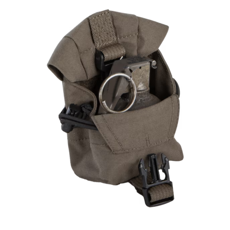 Crye Precision Frag Pouch mounted on plate carrier demonstrating modular tactical storage for grenades, tools, or everyday essentials
