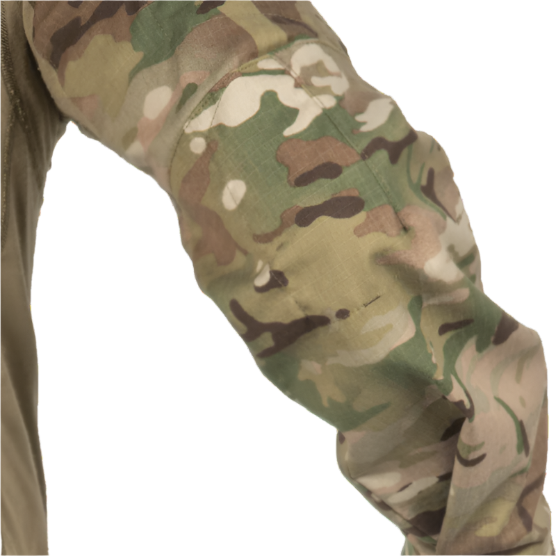 Detailed view of the VTX RIPSTOP sleeve on the Crye Precision G4 Combat Shirt highlighting the articulated construction and durable tactical fabric.