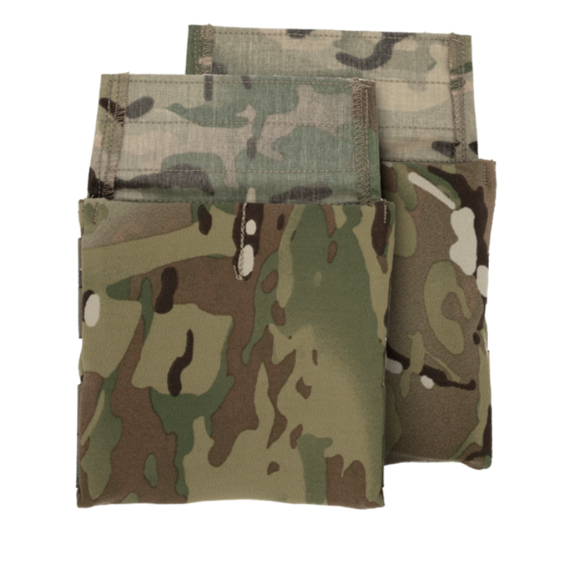 Rear view of the Crye Precision JPC Side Plate Pouch Set in MultiCam showing attachment points and side armor pouch construction.