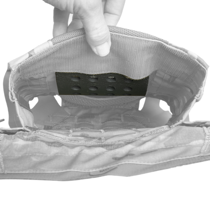 Crye Precision R-Series JPC Padded Insert being installed inside a plate carrier to provide additional comfort and reduce pressure from armor plates.