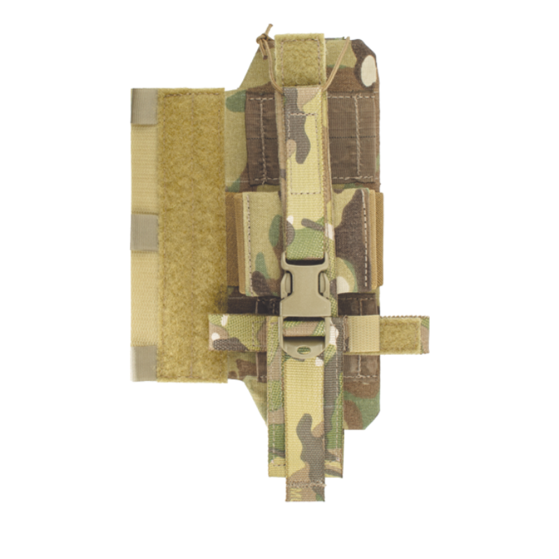 Crye Precision R-Series Radio Side Pouch in MultiCam featuring adjustable retention, quick battery access, and compatibility with common military radios.