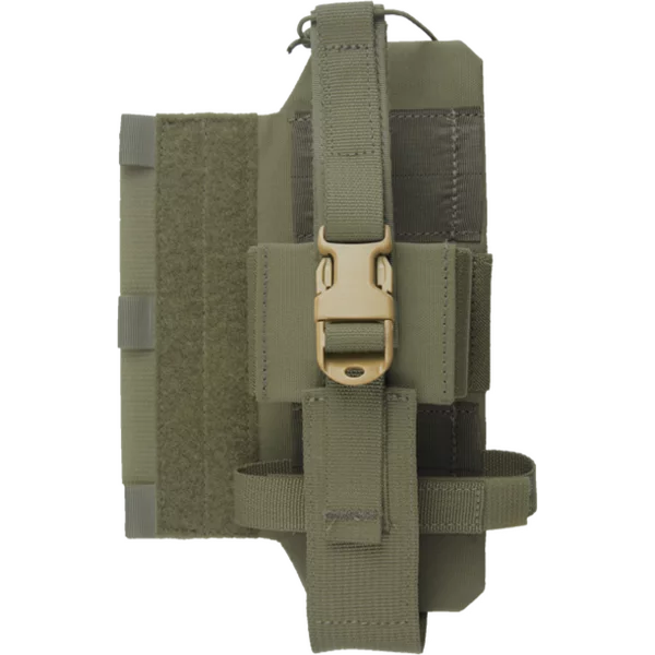 Crye Precision R-Series Radio Side Pouch in Ranger Green featuring ambidextrous mounting capability and secure communications equipment retention.
