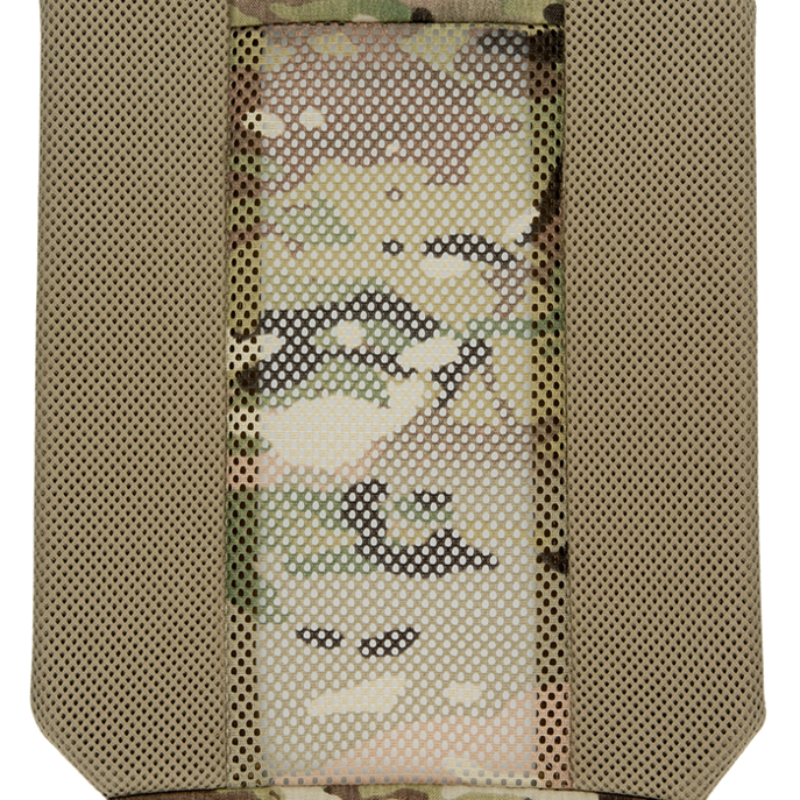 Close-up of the Crye Precision R-Series Zip-On Pack Adapter showing breathable spacer mesh and the central airflow channel for enhanced comfort.