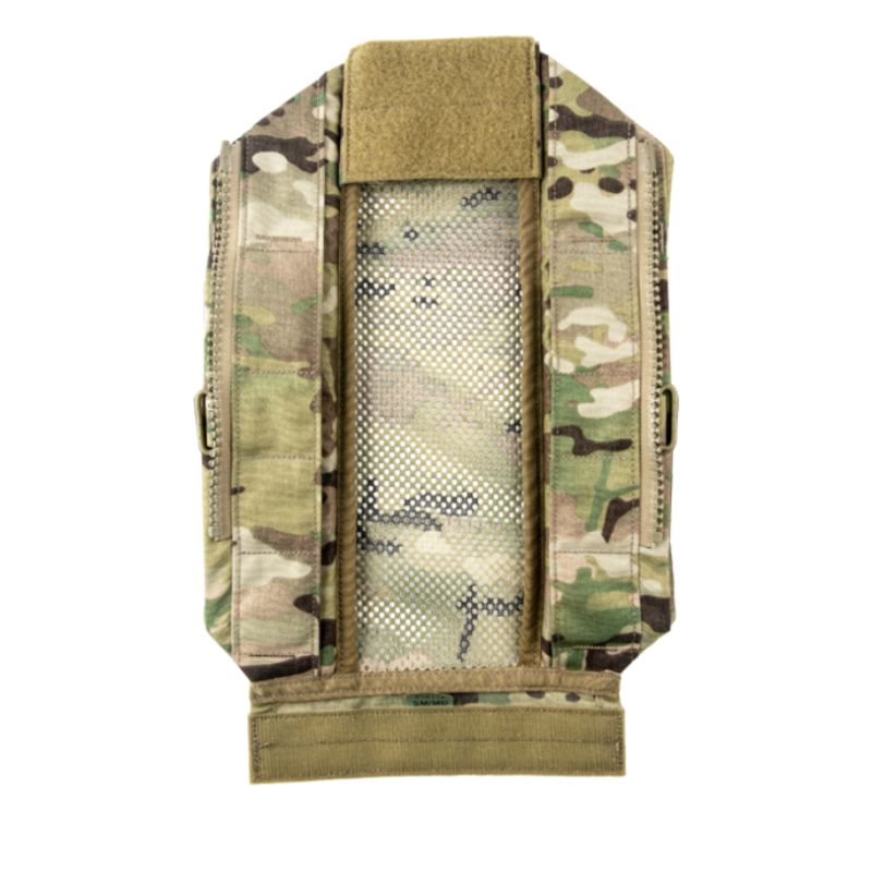 Crye Precision R-Series Zip-On Pack Adapter in MultiCam featuring breathable spacer mesh, foam padding, and compatibility with R-Series Zip-On Packs and Assault Harness systems.