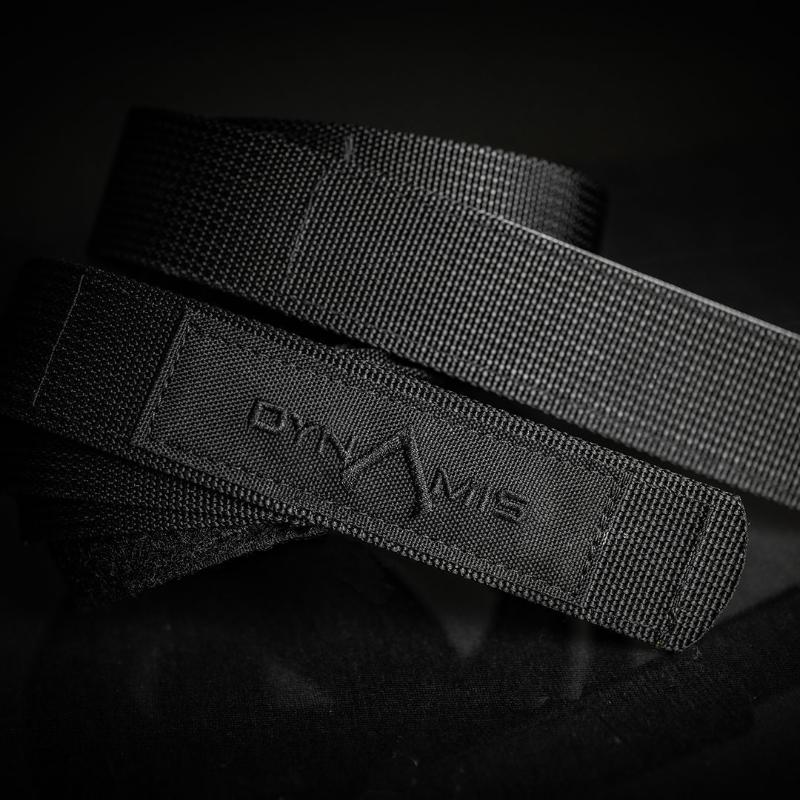Close-up of the Dynamis Alliance LOPRO Belt showing durable climbing-rated nylon webbing and low-profile construction.