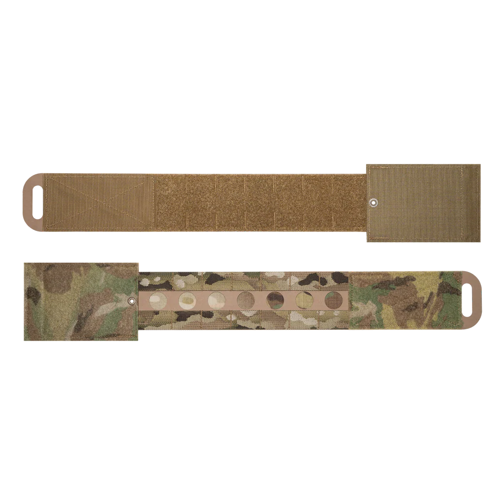 Front and rear view of Ferro Concepts ADAPT 3AC Cummerbund showing thermoplastic frame, MOLLE attachment areas, and stretch panel design