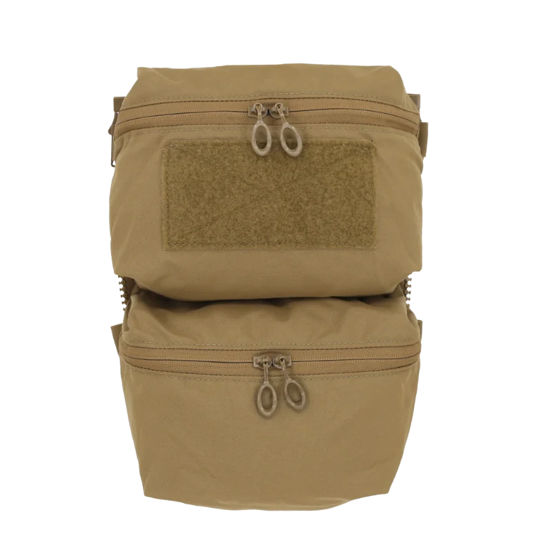 Ferro Concepts Back Panel Double Pouch Coyote Brown designed for expanded rear storage of mission essentials, comms equipment, and field gear