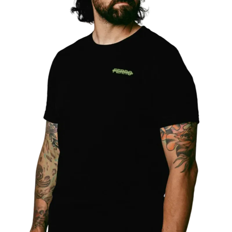 Front view of Ferro Concepts Loyal Reaper Tee showing minimalist Ferro Redacted logo on left chest and comfortable everyday fit. Perfect for everyday or range days.