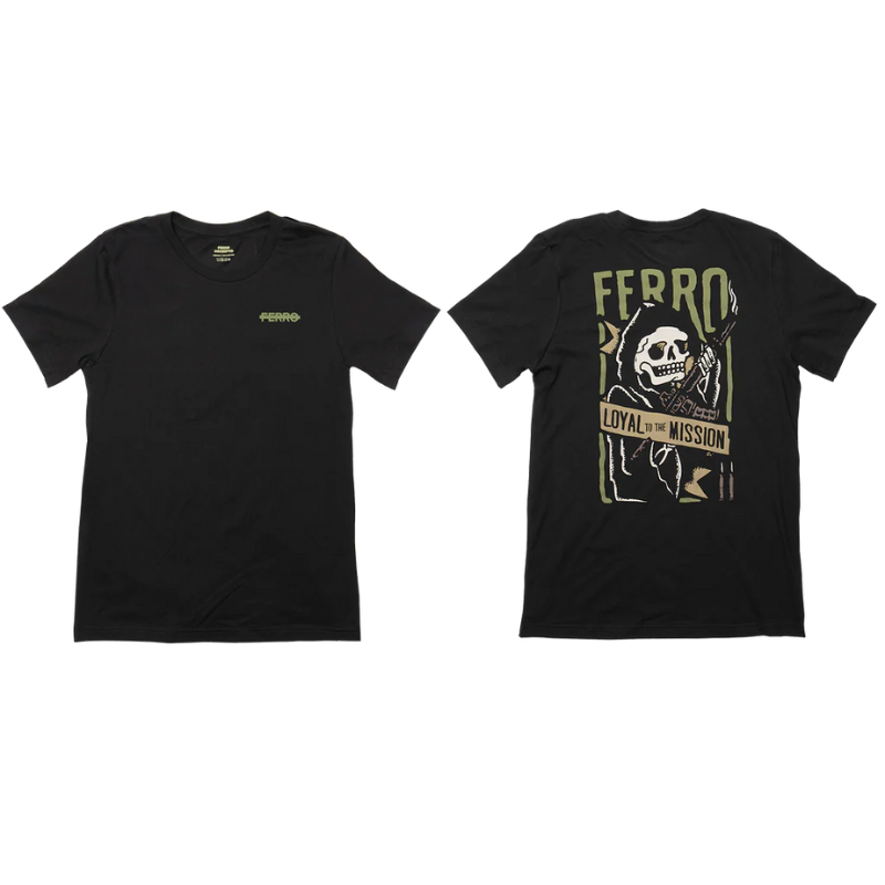 Ferro Concepts Loyal Reaper Tee displaying front chest logo and full back Loyal Reaper graphic with Multicam inspired artwork