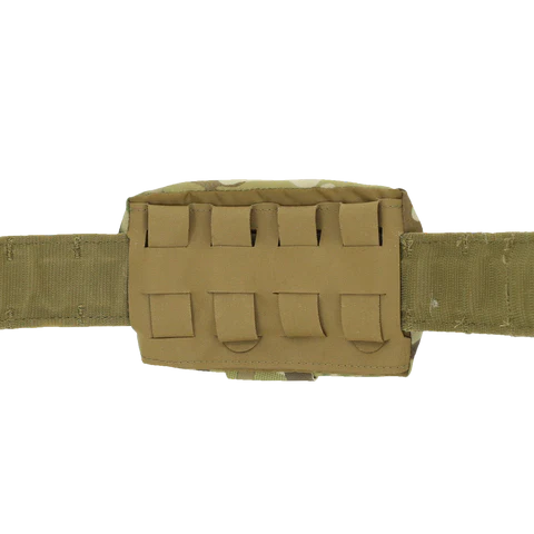 Rear view of Ferro Concepts MOLLE Admin Panel showing MOLLE attachment system, integrated 2 inch belt slot, and secure mounting interface