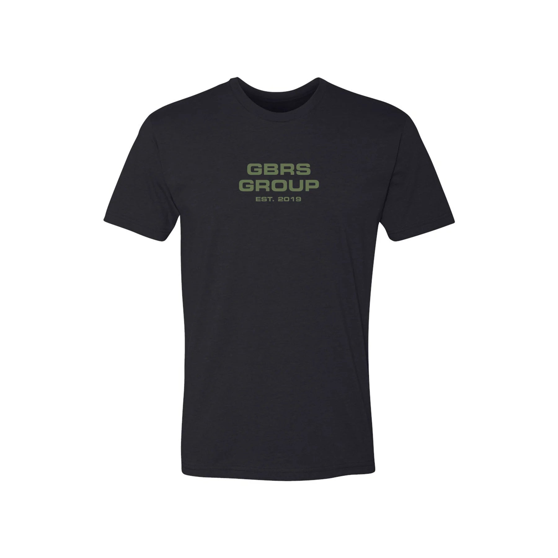 GBRS Group athletic fit tactical t shirt in black with OD green chest graphic