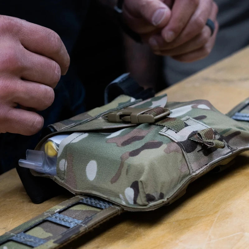 GBRS Group IFAS IFAK Pouch close up of flexible Tweave stretch pocket expanding to fit trauma kit contents