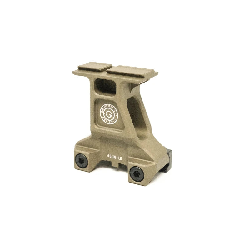 GBRS Group Lerna 2.91 inch elevated optic mount in Flat Dark Earth for Aimpoint ACRO red dot, tall tactical rifle mount designed for night vision compatibility, heads up shooting posture, improved situational awareness, and professional duty rifle configurations made in the USA