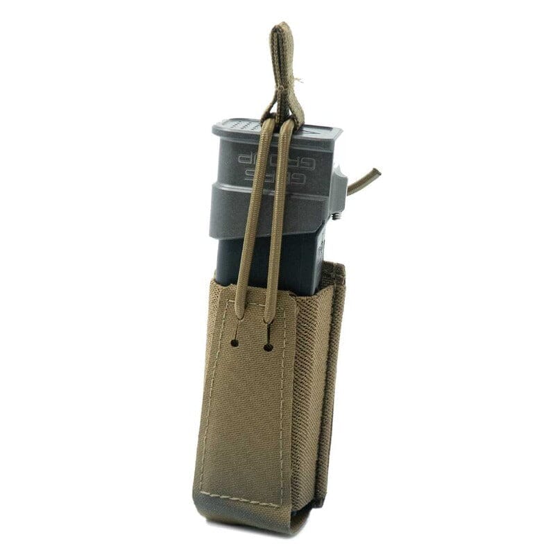 GBRS Group Single Pistol Mag Pouch Coyote Brown low profile elastic pistol magazine pouch front