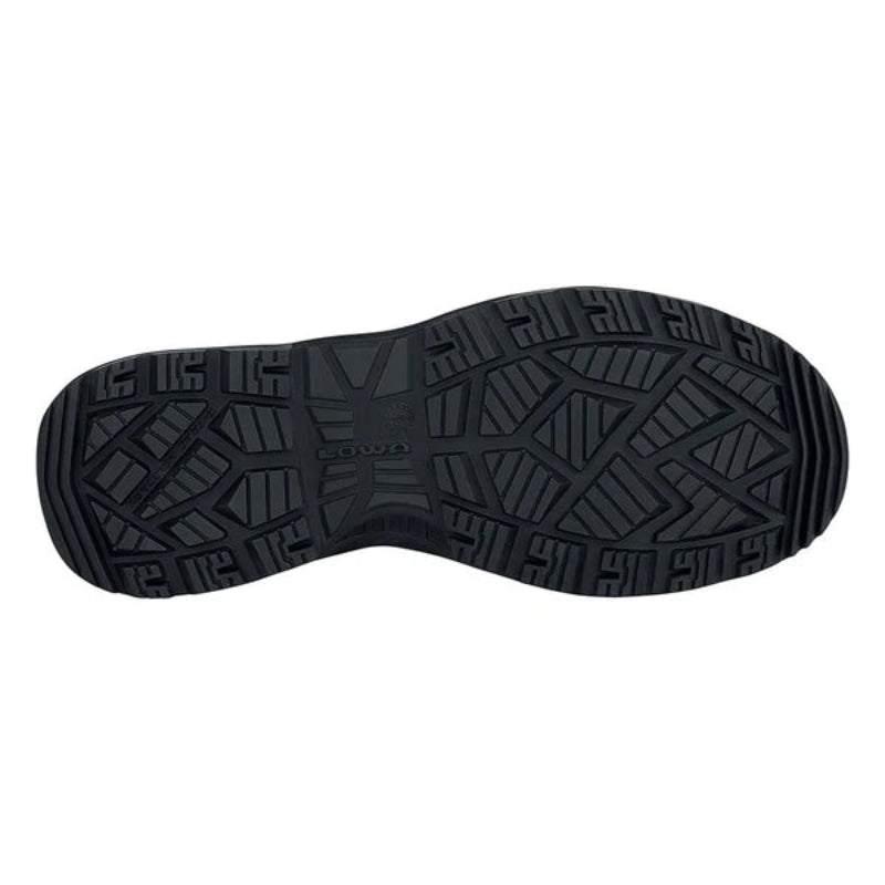 Bottom view of the LOWA Zephyr MK2 GTX Mid in Wolf showing the slip-resistant LOWA rubber outsole with aggressive traction lugs.