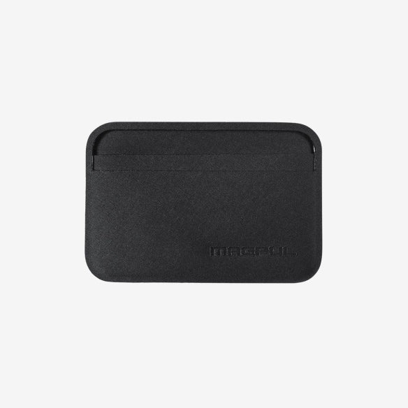 Magpul DAKA Everyday Wallet Black close up showing front card slot layout and internal divider pocket for organizing 3 to 7 cards and folded cash