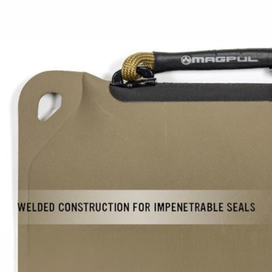 Magpul DAKA Pouch Medium close up showing RF welded seam construction creating impermeable seals for water resistant protection of tools EDC gear electronics and range equipment
