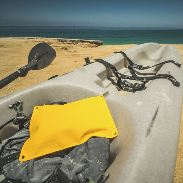 Magpul DAKA Pouch Small Yellow waterproof pouch used in boat or emergency kit organizing tools and essentials with high visibility color