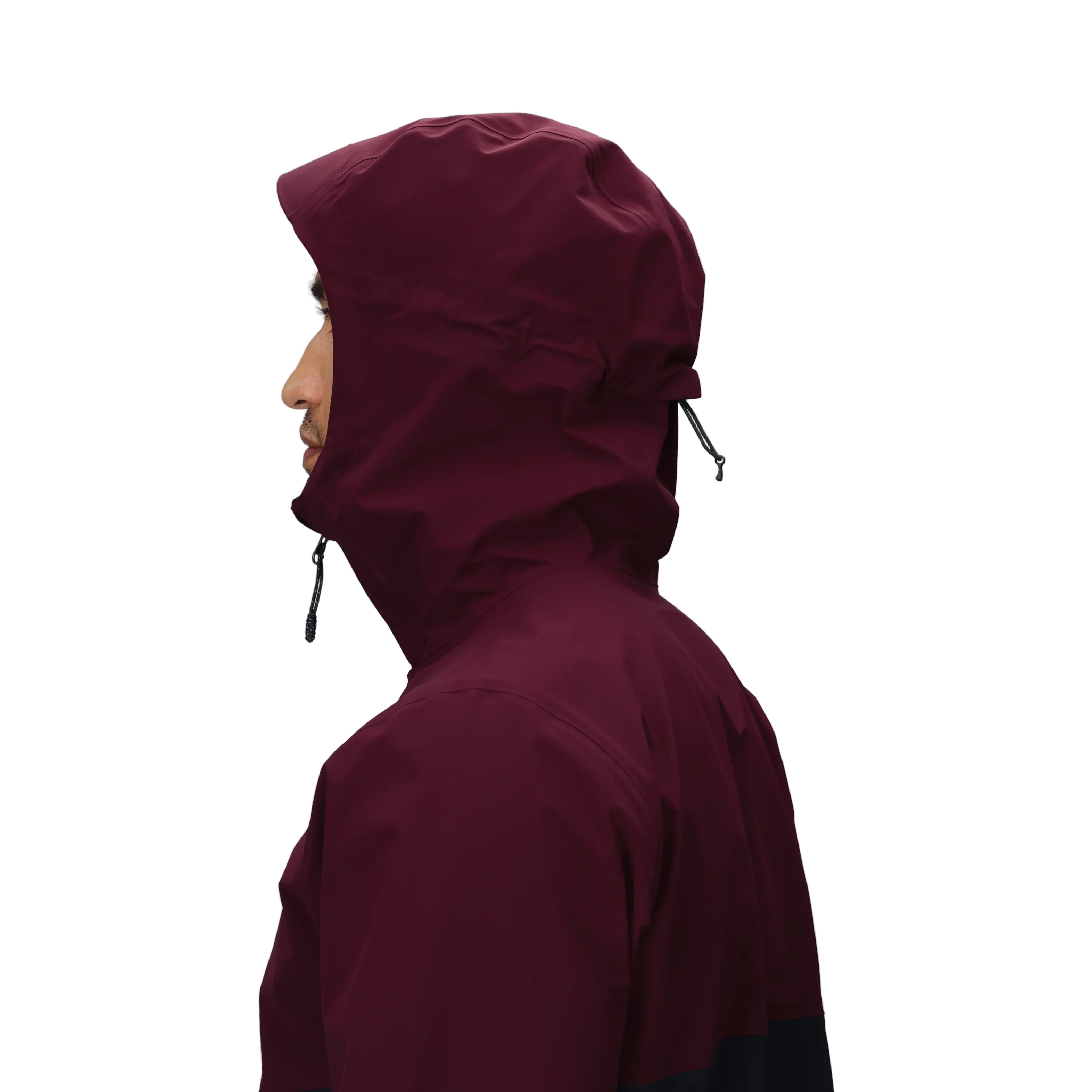 Outdoor Research Foray 3L Rain Jacket close up showing adjustable hood with bonded brim and drawcords | Lightweight waterproof breathable hiking shell with helmet compatible hood and TorsoFlo side venting — best rain jacket for hiking backpacking and wet weather outdoor use