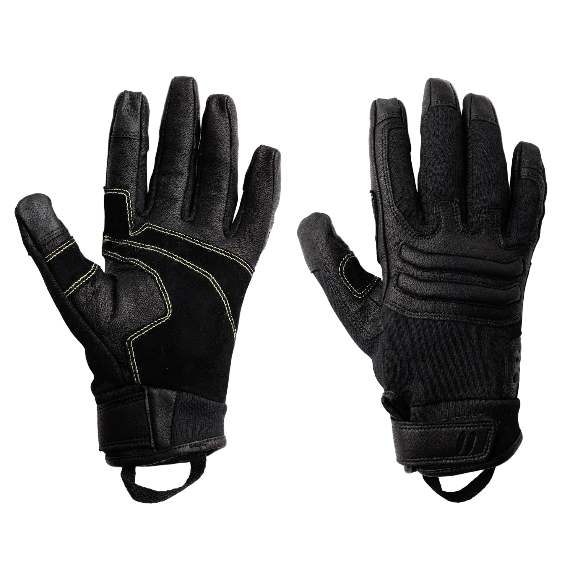 Outdoor Research Ironsight II FR Glove in Black flame resistant tactical duty gloves with Nomex and Kevlar backhand, goat leather palm, and knuckle protection designed for military combat gear, law enforcement duty use, and fire resistant shooting applications