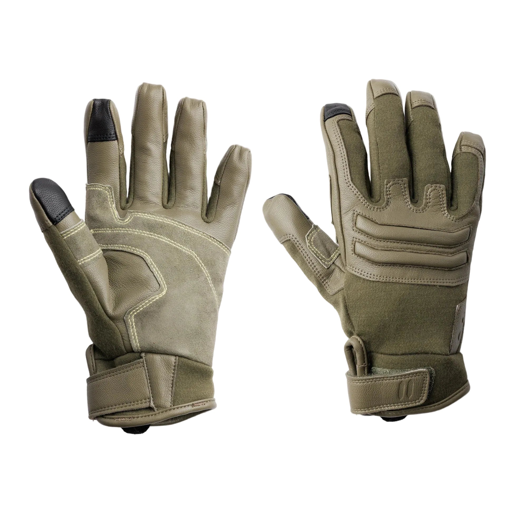 Outdoor Research Ironsight II FR Glove in Ranger Green flame resistant tactical duty gloves with Nomex Kevlar backhand and goat leather palm, durable fire resistant shooting gloves for military combat gear, law enforcement duty use, and operational environments