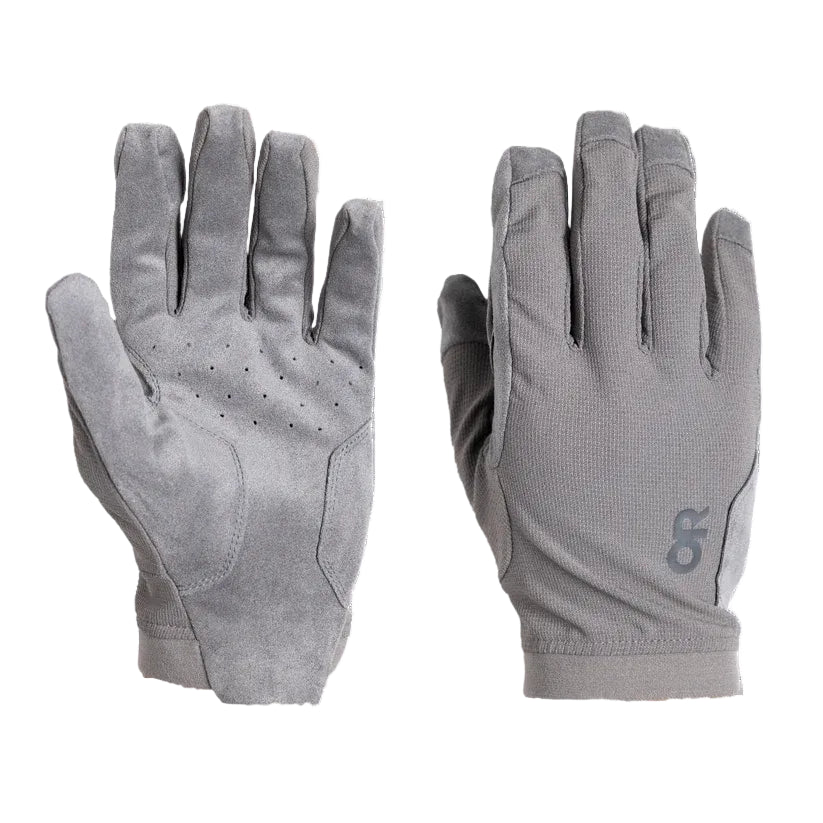 Wolf Grey Outdoor Research Ironsight II LT Glove shown in a standard product shot, emphasizing its minimalist .6 mm synthetic suede palm, breathable stretch woven construction, and precision focused dexterity for shooting and tactical tasks. Optimized for searches for wolf grey tactical gloves, lightweight shooting gloves, and high dexterity operator gear.