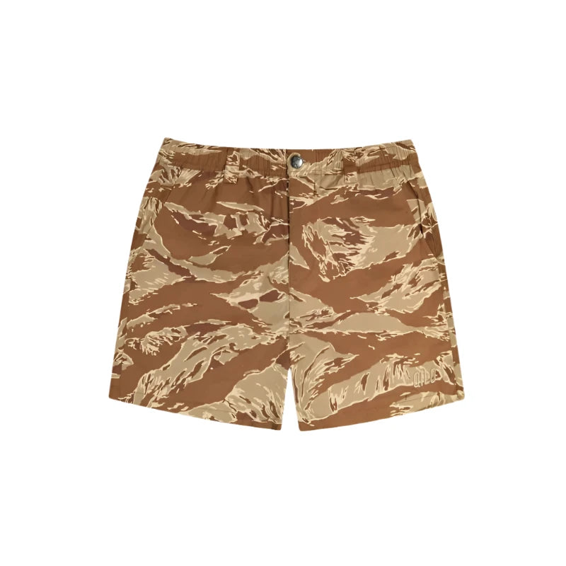 Desert Tiger Stripe Shorts on a white background