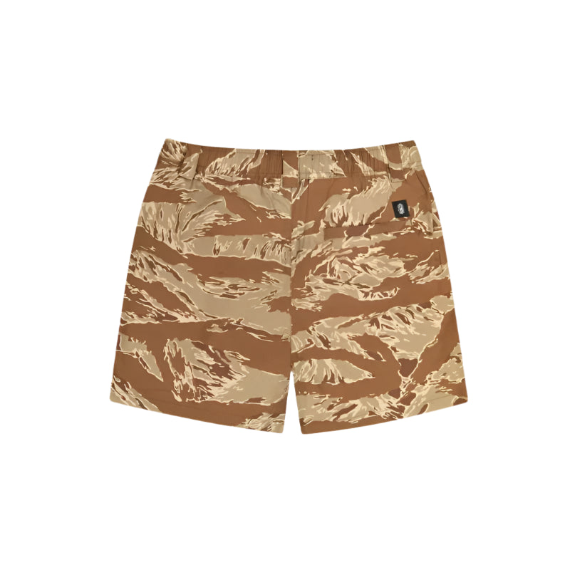Back view of Desert Tiger Stripe Shorts on a white background