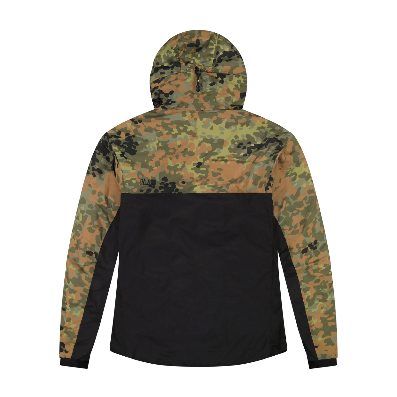 Back view of the Qilo Ostwind Insulated Mid Layer Jacket showing the streamlined athletic fit, 20D nylon shell with C0 DWR coating, and stretch fleece side panels designed for mobility, warmth, and cold weather tactical performance. Sold by Tactical Distributors for U.S. field use and everyday wear.