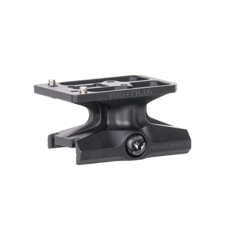 Left side profile of Reptilia DOT Mount 1.93 for Holosun AEMS machined from 7075 T6 aluminum with flush fit clamp system