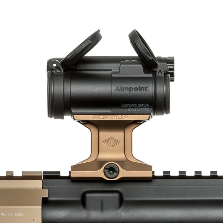 Reptilia DOT Mount 1.93 for Aimpoint Micro with Aimpoint T2 optic mounted on rifle rail at 1.93 inch height over bore